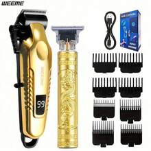 WEEME Men's Grooming Kit (3pcs/2pcs/1pc) - T-Blade Trimmer, Beard Trimmer And Electric Hair Clipper - Sharp, Cordless, USB Rechargeable, Multi-Functional Set, Suitable For Home And Travel - Perfect Gift For Father's Day, Christmas Or Daily Grooming - Gold - View 9