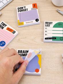 4 Packs Total 200 Sheets Efficient Sticky Notes 75x75mm (3x3 Inch) Brainstorming "Don't Forget" "Small Achievement" "Reset" Checklist Memo Pads Self-Adhesive Reminder Notes Suitable For Office, School, Work, Desk - one-size - View 10
