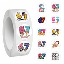 500pcs Six Seven Sticker Set, Cycling Theme Fashion Paper Stickers And Decals, Suitable For Scrapbooking, Journaling, Laptop, Skateboard, Helmet, Water Bottle, Car, Computer And More - one-size - View 1