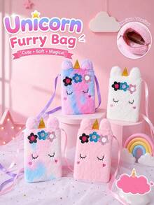 1pc Cute Unicorn Plush Crossbody Bag – Cartoon Shoulder Bag / Student Coin Purse ( Style) - Multicolor - View 1