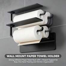 No-Drill Wall-Mounted Kitchen Paper Towel Holder, Multi-Function Toilet Paper Rack For Bathroom - Paper Holder - View 10