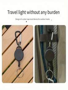 4/2/1pc Retractable Anti-Loss Anti-Theft Keychain, PVC Material Keychain, Matte Black Retractable Keychain - Matte Finish, Retractable, Portable - Set - View 8