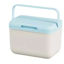 6L Portable Insulated Cooler Box, PP Reusable Ice Chest With Carry Handle For Outdoor Camping Picnic - Blue and White - View 8