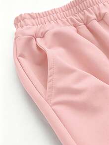 3pcs/Set Girls Solid Color Joggers, Elastic Waist Side Pockets Ribbed Cuffs Casual Sports Pants - Multicolor - View 6