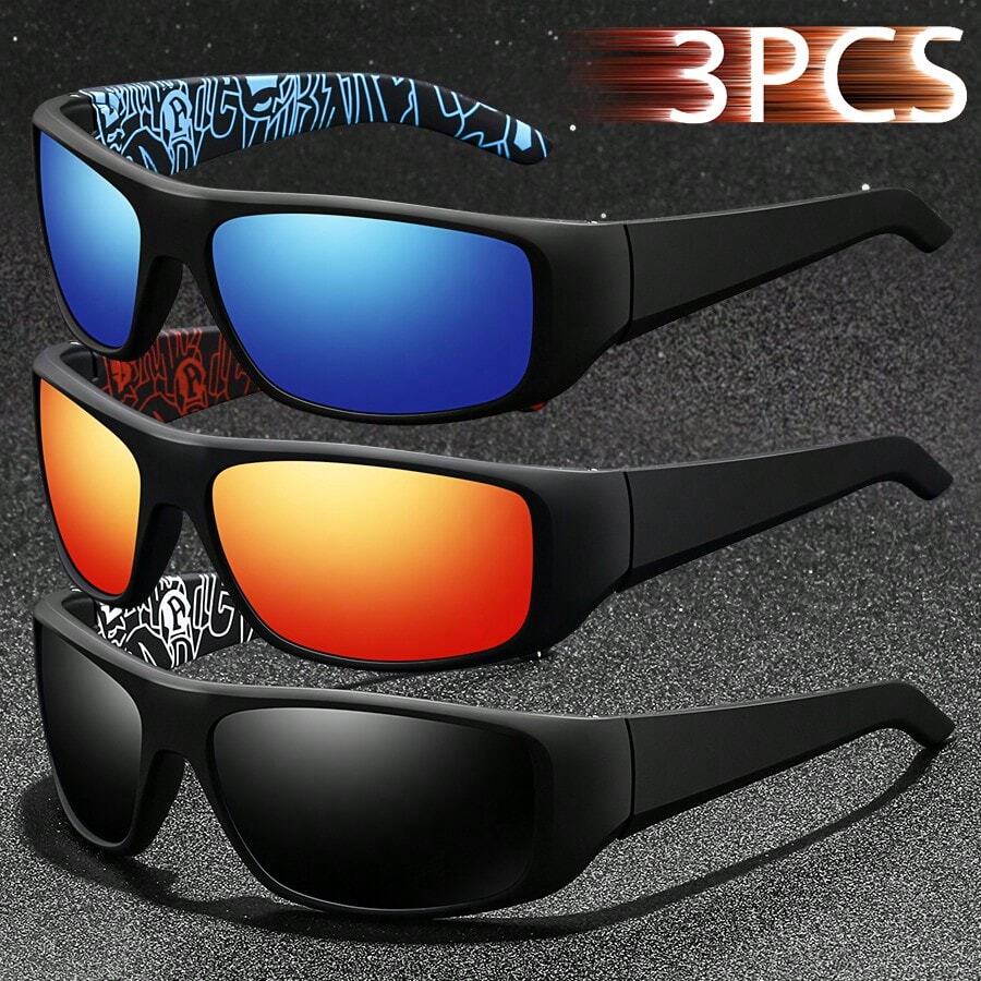 WSZ 3PCSFashion Sport Glasses Available In Multiple Color With Classic Camouflage Pattern On The Inside Are An Ideal Choice For Various Outdoor Activities