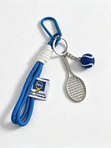 1pcTennis Racket Keychain, Colorful Braided Lanyard, Cute Ins Style Bag Charm, Sporty Key Ring Pendant Gift For Students - Multicolor - View 11