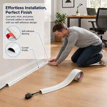 A Roll Of Self-Adhesive Floor Cable Protector, Designed To Manage Power Cords, With A White Base Cover To Prevent Cables From Tangling On Floors, Walls, And Desks - A - View 4
