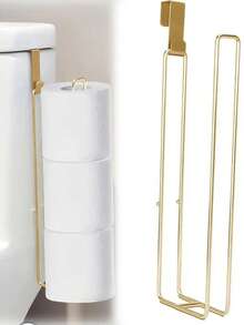 1pc No-Drill Toilet Paper Holder, Metal Bathroom Roll Paper Storage Rack Above Water Tank, Hanging Toilet Paper Storage Rack, Suitable For Kitchen And Bathroom Storage, Bathroom Decor, Bathroom Accessories - A - View 15
