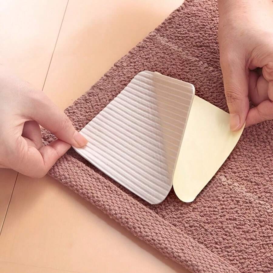 4pcs Rug Pad Gripper, Reusable Carpet Grippers With PU Gel Non-Slip Rug Pads, Washable Rug Anti-Curling Tape, Prevents Rugs From Sliding, Leaves No Residue On Hardwood Floors, Machine Washable - Multicolor - View 1