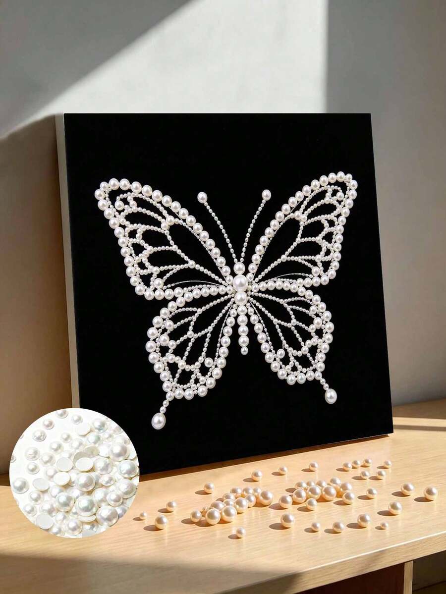 Handmade Pearl Painting Set, Pearl Butterfly Pattern Design, Full Set Of Hand Tools, Wall Decoration, Holiday Gifts. - A - View 1