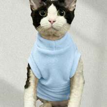 Pakaian Hewan Peliharaan Kucing Sphynx Devon Rex 5 Warna Lapisan Dasar Hangat Berlapisan Termal Elastis Tinggi Rompi Nyaman Musim Gugur/Dingin - Baby Blue - View 8