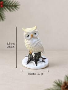 Resin Christmas Snow Owl Figurine, Winter Snowy Owl On Tree Stump Statue, Small Tabletop Xmas Home Decor For Mantel Window Shelf, Christmas Village Scene Accessory, Holiday Gift - Christmas Snowy Owl - View 3
