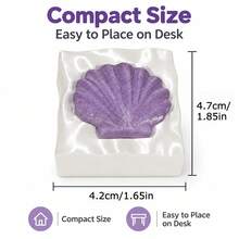 1pc Creative Shell Desktop Clicker, Purple Conch Press-Style Desktop Ornament With White Wave Base, Compact Ocean Style Office Desk Decor, Suitable For Home, Workspace And Gifts - Multicolor - View 8