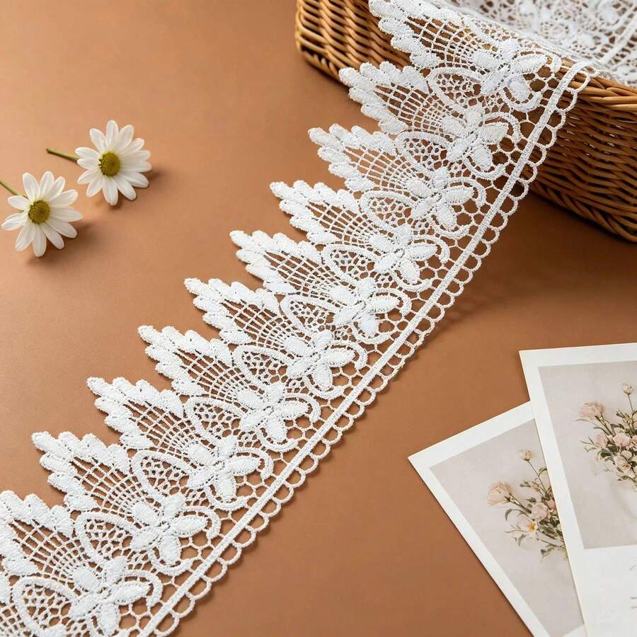 Retro Embroidered Lace Ribbon Tassel Lace Trim, 3.5 Inches Wide. Lace Decorative Technique. Suitable For DIY Embroidered Bed Skirts, Wedding Party Decorations, Jumpsuits, And Craft Decorations | Embossed Design | Decorative Item - Multicolor - View 1