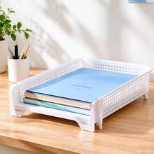 A4 Desktop Stackable File Storage Box, Coated Plastic Paper Tray/Storage Tray, Suitable For Home And Office - 1pcs - View 12
