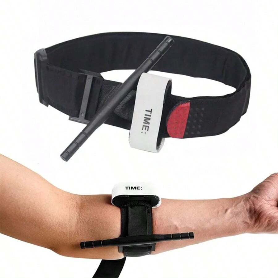 1pc 65cm/75cm/95cm Outdoor Training Emergency Rotary Hook & Loop Strap Single-Hand Operation Plastic Buckle Fixed Bandage - Black - View 1