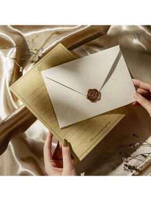 2/10/16/32/64pcs Luxury Linen Envelope And Letter Set, Includes Wax Seal, Self-Adhesive Closure, Suitable For DIY Gifts, Wedding Party Holiday Invitations, Back To School Envelope Exchange (Please Refer To Product Detail Images For Set Contents) - A - View 11