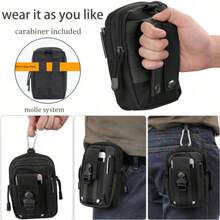 3pcs Men Outdoor Tactical Gear Set, Heavy‑Duty Nylon Belt + Multi‑Function Waist Pack + Key Hook For Camping Travel - Multicolor - View 4
