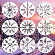 9pcs Snowflake Embroidery Stencils, 3x3 Inch Painting Templates, Suitable For Canvas Art, Fabric Crafts, Clothing, Coasters, Painting, Wood And Glass - A - View 3