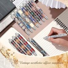 12pcs Bohemian Pattern Retractable Ballpoint Pens, Vintage Pop Print Smooth Writing Metal Click Pens, Aesthetic Stationery Gift Set, Suitable For Women, Students, Office And School Supplies - Pen - View 7