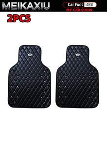 MEIKAXIU 1/2/4PCS Crown Rhinestone Blingbling Diamond PU Leather 3D Car Floor Mats, Easy To Clean, Durable, Universal Fit Car Floor Mats Protective Pads For Women - Soft Leather Rhinestone Crown Edition - View 12
