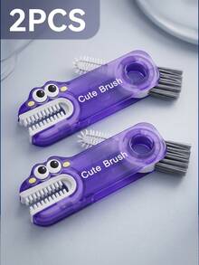 3PCS/2PCS/2026 New Multifunctional 3-In-1 Cup Lid Brush, 1-Second Disassembly, Spiral Dense Bristles, Deep Cleaning Tea Stains And Milk Residue, Comes With Dust-Proof Storage Case, Portable For Travel, Cartoon Crocodile Design, Beautiful And Practical, Mini Compact Space-Saving, Fully Detachable Design For Quick Rinsing And Drying, No Mold, Multi-Purpose Cleaning Tool For Baby Bottles/Straw Cups/Insulated Cups, Gap Cleaning Brush In Purple/Green/Yellow - A - View 12