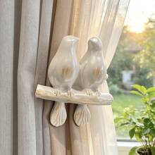 2pcs Bird Pattern Decorative Curtain Tiebacks, Resin And Metal Material Curtain Hooks, Suitable For Living Room And Bedroom, Vintage Wall Hooks - 1PC - View 8