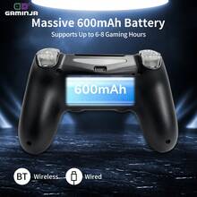 GAMINJA P412 Wireless Game Controller Compatible With P4 Console PC Computer, Colorful RGB Backlit Buttons, Dual Vibration Motion Control, Touchpad And Headphone Jack, 600MAH Battery Capacity - View 12