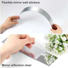 6pcs Long Silver Acrylic Mirror Wall Stickers, Self-Adhesive Mirror Edge Trim, Mirror Decorative Line, Flexible Mirror Strip, Suitable For Wall Frames And Home Art Decoration - Short Style - View 7