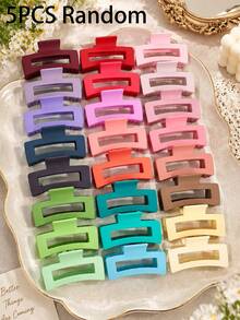 5/3/1pc Random Matte Rectangular Hair Claw Clip, Vintage Hollow Out Hair Clip, Y2K Women Hair Accessory, Retro Wild Style Design Hair Accessory - Multicolor - View 6