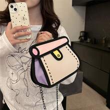 1PC-Chain Bag, Canvas Crossbody Bag, Lightweight Cake Bag, Anime Cartoon Small Square Shoulder Bag - Multicolor - View 5