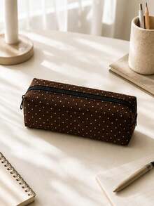 New Brown Patterned Makeup Bag | French Print Travel Organizer | Travel Essentials | Pool Must-Have | Toiletry Bag | Pool Storage Bag | Mother's Day Gift | Teacher's Day Gift | Suitable For Moms, Teachers, Friends And Nurses | Home Essentials | Graduation Gift | Easy To Clean Design | Portable Makeup Bag - Multicolor - View 9