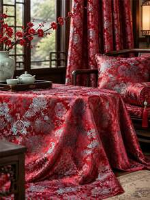 1pc Red Floral Jacquard Fabric, Exquisite Traditional Floral Woven Surface, Soft Satin Backing, Glossy Draping Material, Suitable For Fashion Clothing, Daily Wear, Photo Background, Party Decoration And DIY Craft Projects Shiny Textile Fabric - Multicolor - View 8