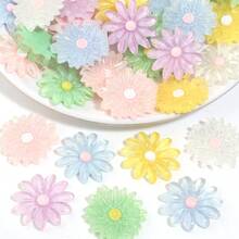 20pcs/Pack Resin Clear Flower Cream Glue Stickers 22mm, Macaron Multicolor, Fresh Style, Can Be Used As Shoe Charms For Hollow Out Clogs, Also For DIY Keychains, Bracelets, Handmade Jewelry Creative Accessories - Flower Patch - View 2