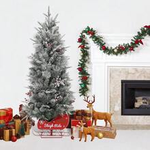Árbol Navideño Artificial de 3 pies y 4,5 pies con Luces LED Cálidas, 8 Modos de Iluminación y Base Tipo Trineo - color cálido - Ver 5