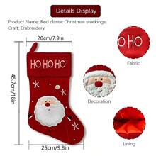 Large Christmas Stockings Set, Embroidery Santa Snowman Reindeer Xmas Hanging Stocking, Fireplace Tree Ornament, Holiday Gift Candy Bag Home Decoration - Multicolor - View 4