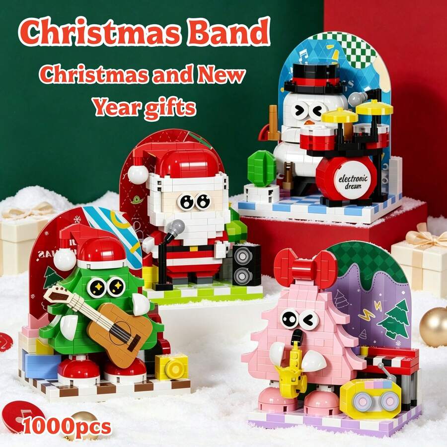 Christmas Band Building Block Series, ABS Material, Adult Building Toy Set. Stage Band Matching, Warm Home Decor, Gift Recommendation. Girls Gift, Christmas, Halloween, Carnival Party Gift. - Multicolor - View 1