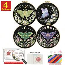 Embroidery Kit 15x15cm/5.9in Or 20x20cm/7.9in DIY Set, With Charming Butterfly Pattern. Suitable For Adult Beginners. Includes Fabric, Instructions, Embroidery Hoop, Needle And Thread. Great Gift For Friends/Family. Home Or Office Art Decor. - Enchanting Butterflies - View 17