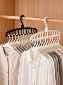 11-Hole Space-Saving Clothes Hanger, Multi-Functional Foldable Rotating Hanger With 360° Swivel Hook, Anti-Slip Plastic Clothing Storage Rack, Suitable For Shirts, Pants And Dresses, Ideal For Home, Bedroom, Apartment And Dorm Storage - Multicolor - View 4