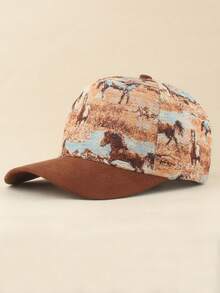 Vintage Animal Jacquard Baseball Cap Outdoor Casual Sun Hat Suede Patchwork Hip Hop Hat Unisex - Multicolor - View 9
