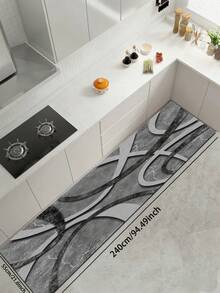 1pc Modern Abstract Curved Marble Pattern Kitchen Rug, 3.5mm Thick, Cuttable, Cushioned Anti-Fatigue, Non-Slip Absorbent Decorative Mat For Kitchen, Bathroom, Entryway, Hallway, Outdoor Garden - Multicolor - View 7