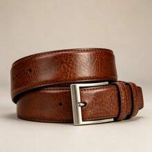 1pc Men's Buckle Belt, Alloy Scratch-Resistant Metal Buckle, Fashion Accessory | Exquisite Appearance | High-Quality Leather, Ideal Gift For Father And Husband - Brown - View 1