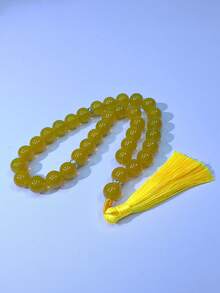 1pc 33-Bead 12mm Muslim Men's Prayer Beads, Glass Material With Tassel - Multicolor - View 1