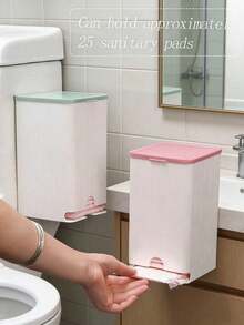 1pc Wall-Mounted Sanitary Napkin Storage Box, Suitable For Home Bathroom, Dust-Proof And Moisture-Proof, With Lid Design, Can Store Sanitary Napkins, Essential For Bathroom Decoration And Storage, Also A Must-Have For School - Multicolor - View 11