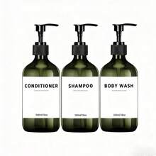 Bathroom Soap Dispenser Bottles, Shampoo Conditioner Body Wash Hand Soap 3-Piece Set, 500ml Capacity Per Bottle - Multicolor - View 14