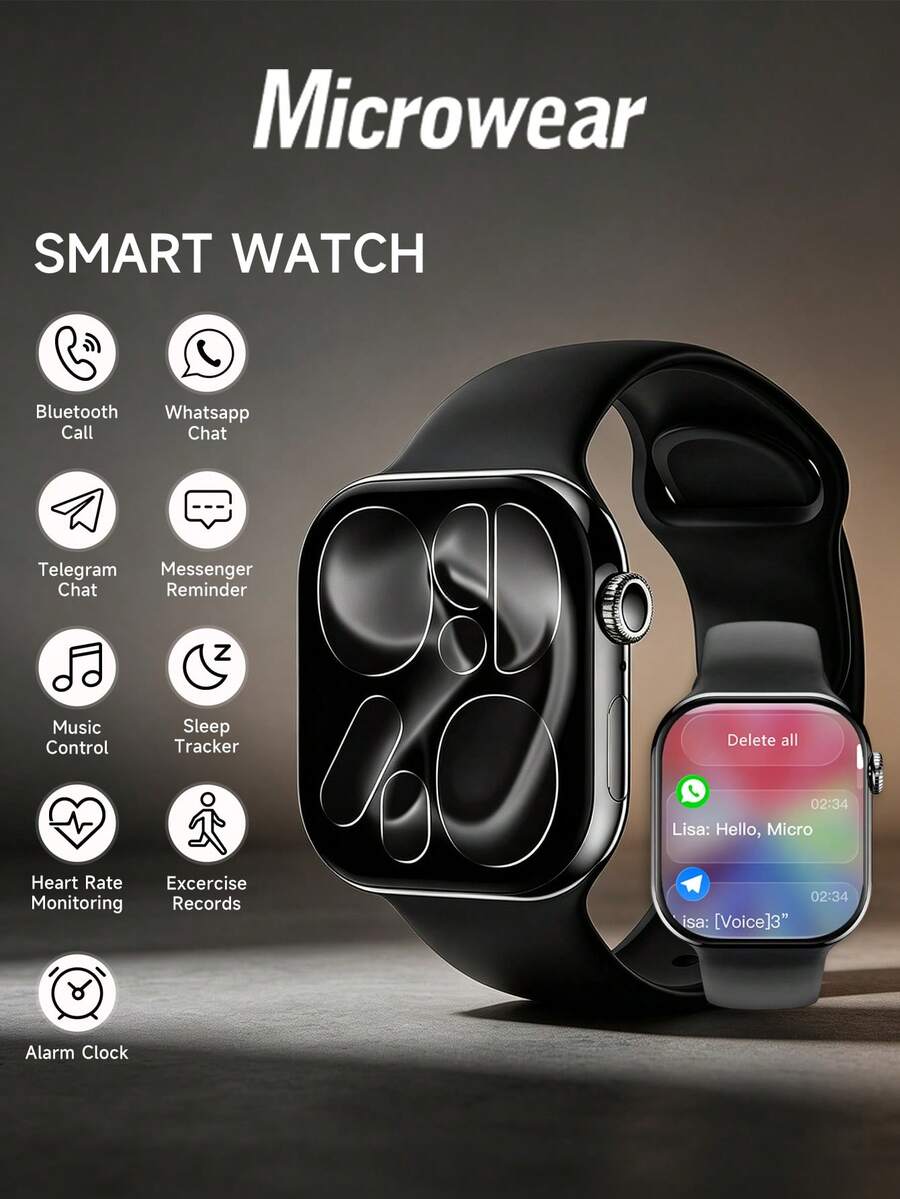 Microwear Smart Watch For Women/Men,Bluetooth Answer/Make Calls,2.08''HD Screen,Fitness Tracker With Heart Rate/Sleep/Step Monitor,DIY Dial,Multi-Sport Modes Pedometer,Smartwatch For IOS/Android