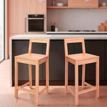 Counter Height Wood Bar Stools With Back, Set Of 2, Pine Finish | SHEIN USA