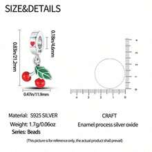 1pc Fruit & Vegetable Theme Beaded Charm, Original Handmade Bracelet Necklace DIY Pendant Chain Jewelry Making, Includes Cherry, Apple Clock, Bok Choy Shapes, Enamel Craft With Zirconia Inlay, Versatile Handmade Accessory, Exquisite Gift Accessory, Compatible With All-Match Bracelets - Multicolor - View 2