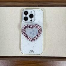 Autumn/Winter Vintage Mirror Heart-Shaped Magnetic Phone Stand, Sexy Leopard Print Heart-Shaped Telescopic Phone Stand, Suitable For Phone Desktop Stand, Holiday Phone Decoration Accessory - Multicolor - View 12