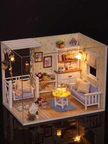 Assembled House Model Home Decor Set Creative Room Bedroom Decoration With Furniture Building Set Assembled Dollhouse Miniature DIY Handmade 3D Puzzle Toy Gift - Multicolor - View 4